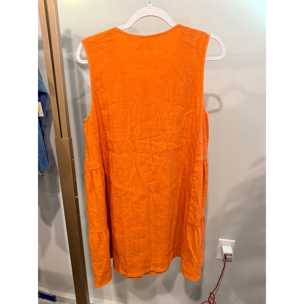 KUT from the Kloth Orange Linen Blend Sleeveless Tiered Button Front Dress - Picture 2 of 3